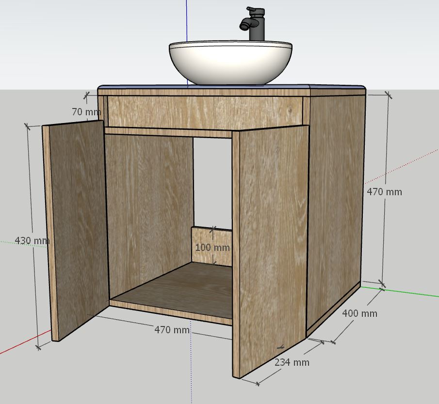 Plano acotado de mueble en melamina
